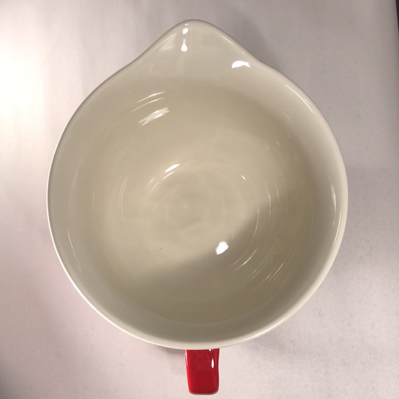 The Bakeshop Mixing Bowl “Santa’s Helper” Christmas Red Baking Bowl With Handle - Picture 3 of 6